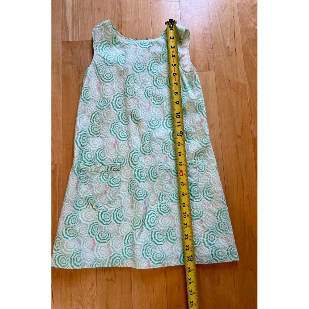 Vineyard Vines Dress Girl's 7 Green Beach Umbrella Seersucker Shift Sleeveless